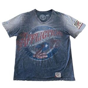 Affliction Distressed Retro Graphic T-shirt L Boxy Fit Punk Grunge Worn Moto